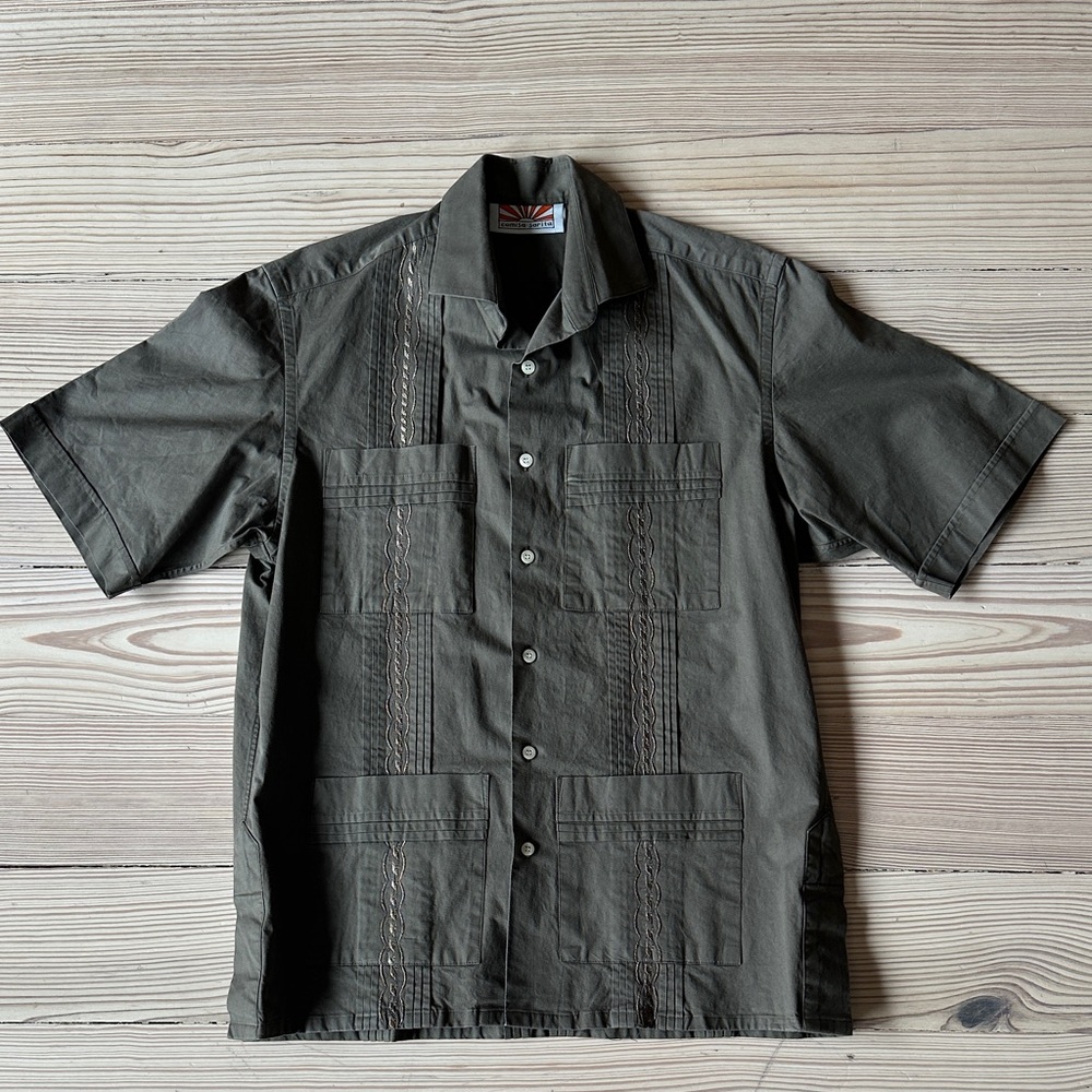 Men's Olive Short Sleeve Button Down Shirt